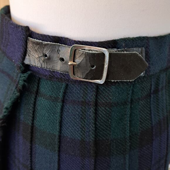Vintage Ben Nevis Women's Wool Kilt Pleated Tartan Midi Skirt Blue Green - Picture 8 of 12